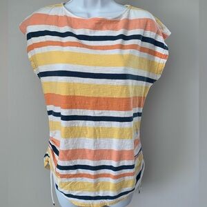 Chaps Orange Yellow Adjustable Side Cap Sleeve Tee
